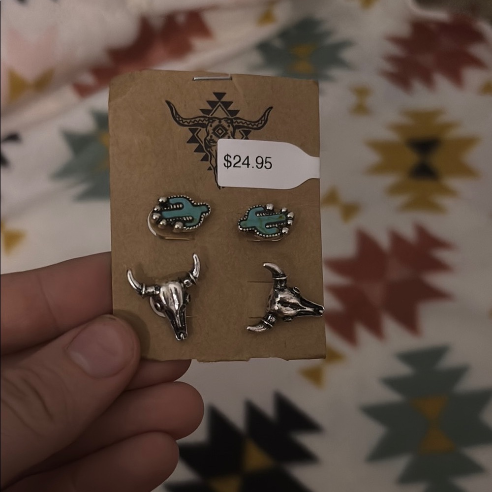 Silver and Turquoise Earrings Set